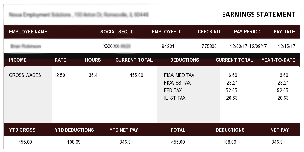 Black Strip Sample Pay Stub Stubs Creator