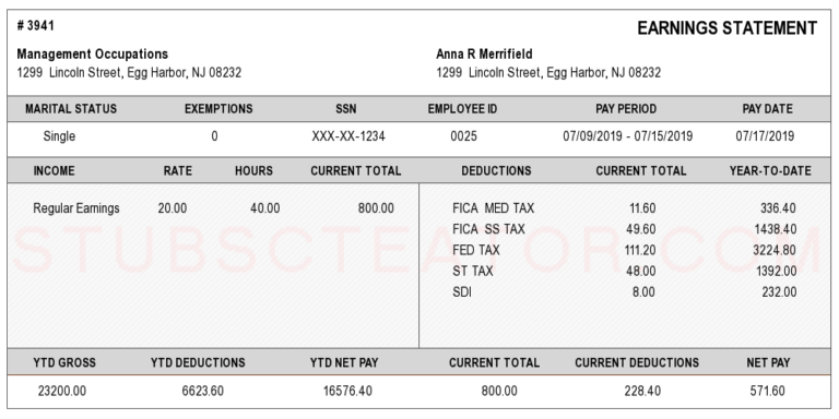 Pay Stubs Templates - stubscreator.com